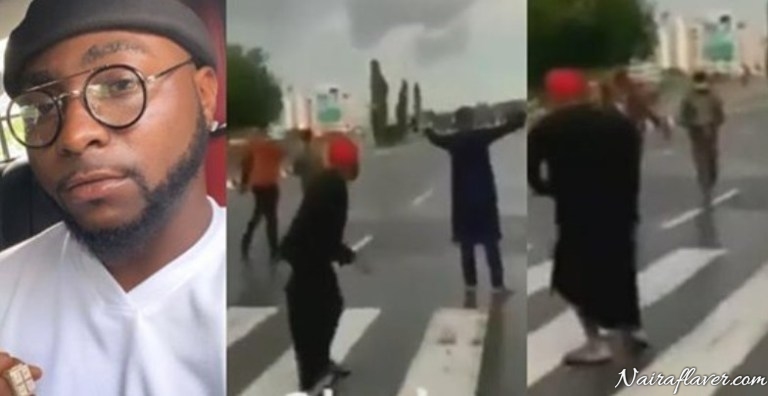 Moment Davido tried to run away as police officers threatened to shoot (Video)
